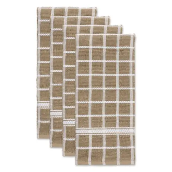DII&reg; Solid Windowpane Terry Dishtowels, 4ct. Stone {4}