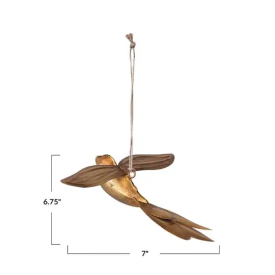 Hello Honey&reg; 7" Antique Gold Metal Bird Ornament {5}