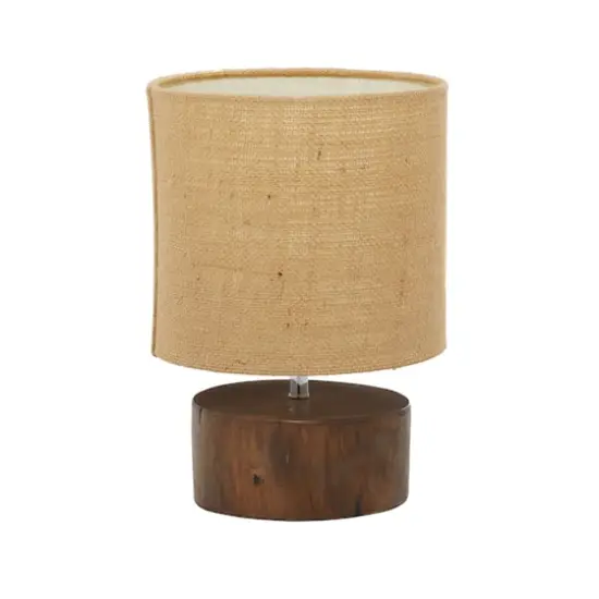 Brown Wood Rustic Table Lamp, 14" x 10" x 10" {1}