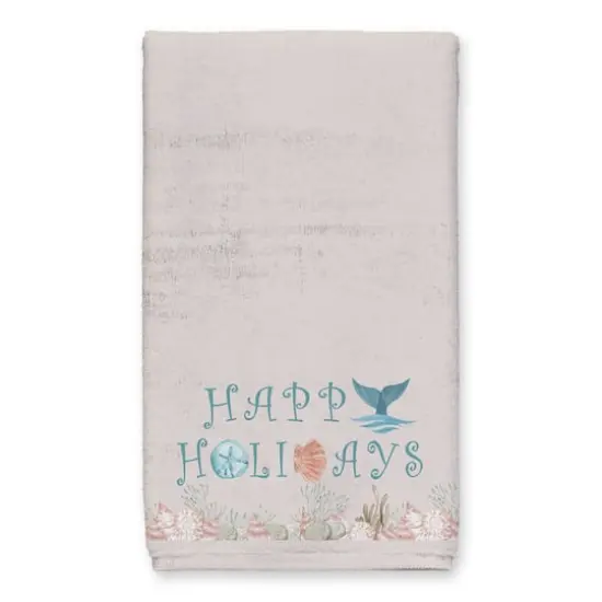25" Happy Holidays Coastal Christmas Tea Towel Set {3}