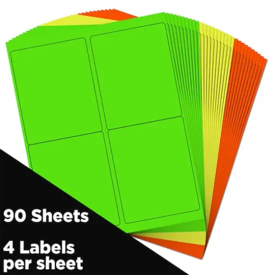 JAM Paper Extra Large Bright Neon Shipping Address Label Stickers, 360ct. {3}