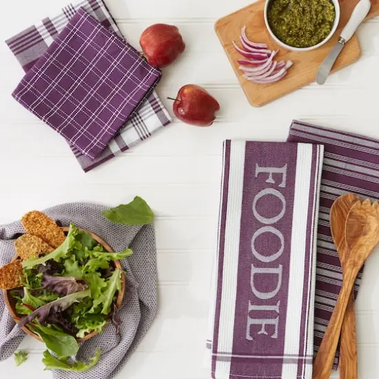 DII&reg; Foodie Dish Towel & Dishcloth Set Eggplant {4}