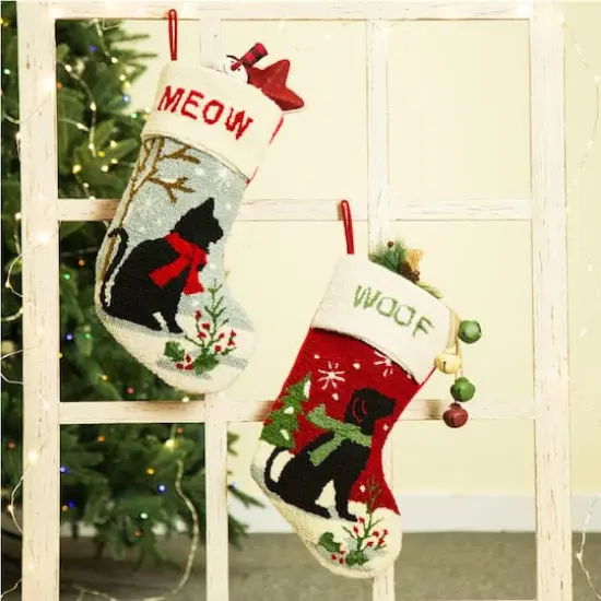 Glitzhome&reg; 20" Cat & Dog Hooked Stockings, 2ct. {4}