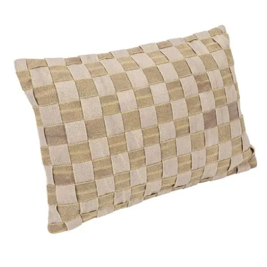 Hello Honey® Olive & Gray Woven Cotton Basket Weave Lumbar Pillow {1}