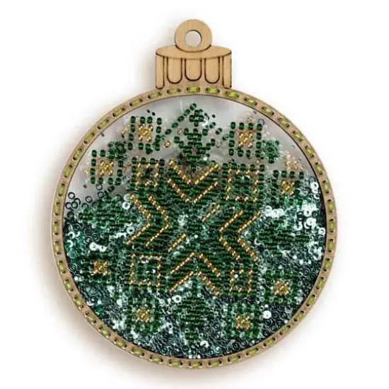 Wonderland Crafts Green & Gold Ball Ornament Bead Embroidery Kit {1}