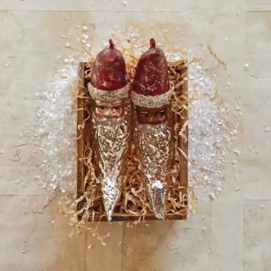 Hello Honey&reg; Hand-Painted Mercury Glass Santa Moon Ornament {4}