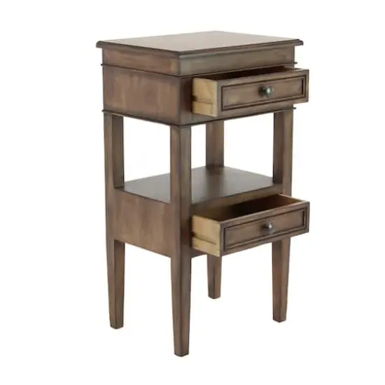 29" Pine Traditional Accent Table Distressed Brown {3}