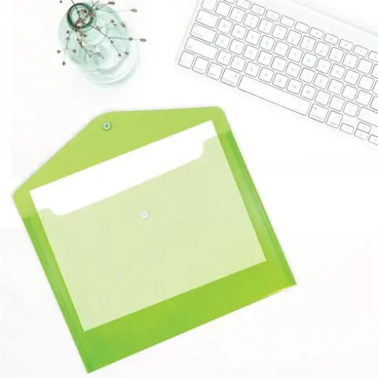 JAM Paper 9.75" x 13" Plastic Snap Closure Envelopes, 12ct. Lime Green {5}