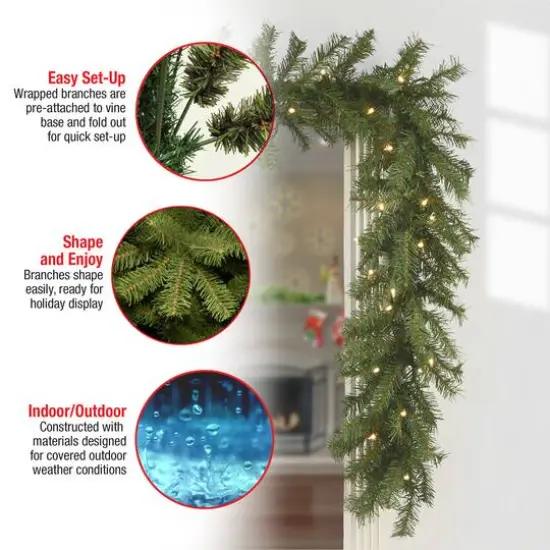 9ft. Pre-Lit Clear Lights Norwood Fir Garland {8}