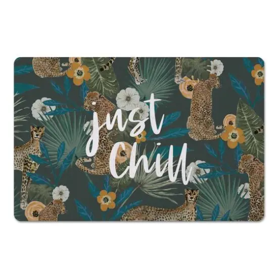 Just Chill Tropical Cheetah Floor Mat Green {1}