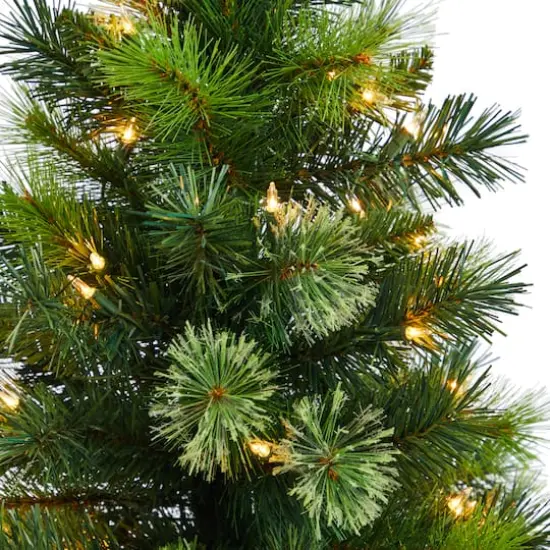 4.5ft. Pre-Lit Oregon Pine Artificial Christmas Tree in Decorative Planter, Warm White Lights {5}