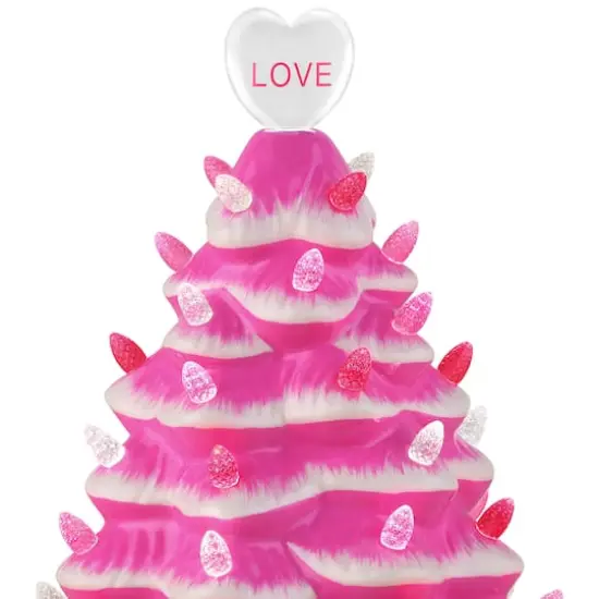 10" Hot Pink Miss Valentine Ceramic Tree {5}