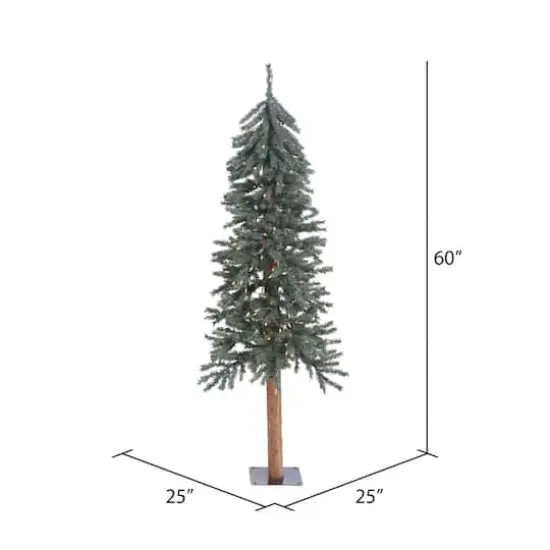 5ft. Pre-Lit Natural Bark Alpine Artificial Christmas Tree, Warm White LED Lights {5}