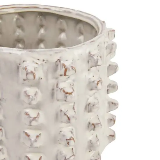 Hello Honey&reg; 11" Ivory Stoneware Sculptural Planter with Raised Dots {6}