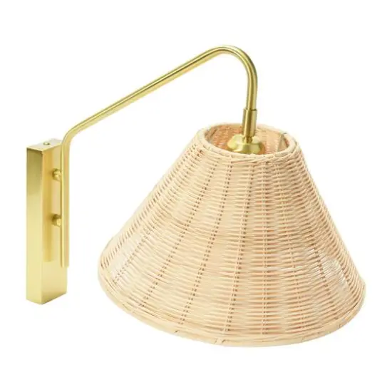 Hello Honey&reg; Rattan & Metal Wall Sconce Brushed Brass {9}