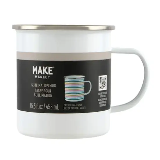 15.5oz. White Metal Sublimation Camping Mug by Make Market® {4}