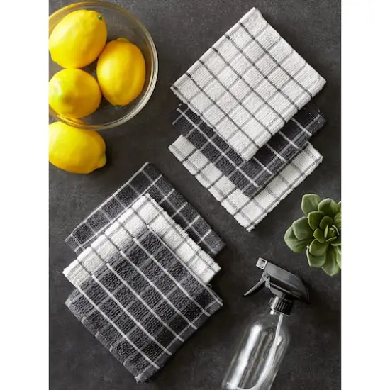 DII&reg; Gray Combo Windowpane Dishcloths, 6ct. {10}