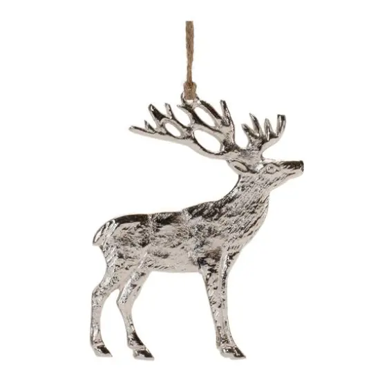 5" Rustic Silver Metal Deer Ornaments, 12ct. {4}