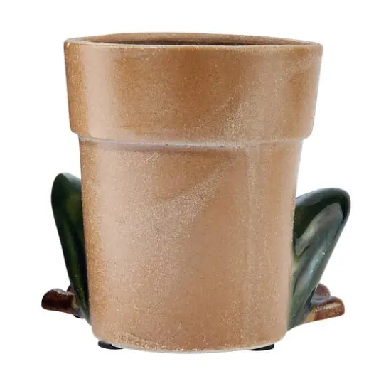 Hello Honey&reg; 5.5" Green Stoneware Frog Planter {8}