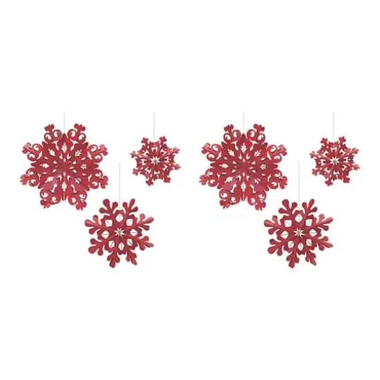 Red Paper Snowflake Ornament Set {1}