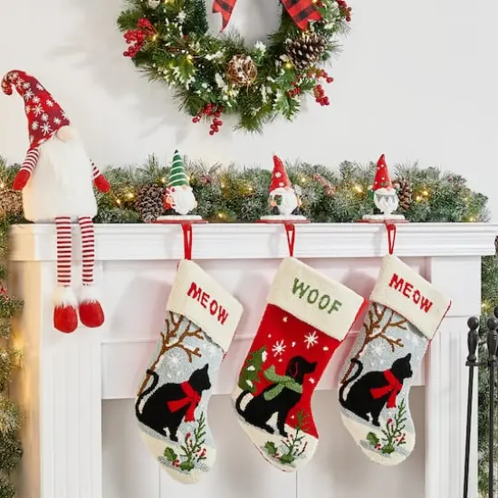 Glitzhome&reg; 7" Gnomes Stocking Holder Set {4}