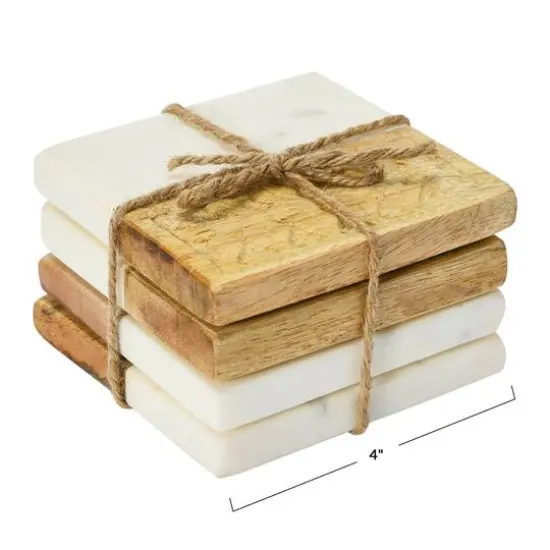 Hello Honey&reg; Hand-Carved Engraved Mango Wood Square Trivets, 4ct. {5}