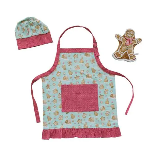 Hello Honey® 24" Gingerbread Man Kids Apron with Chef's Hat & Oven Mitt {4}