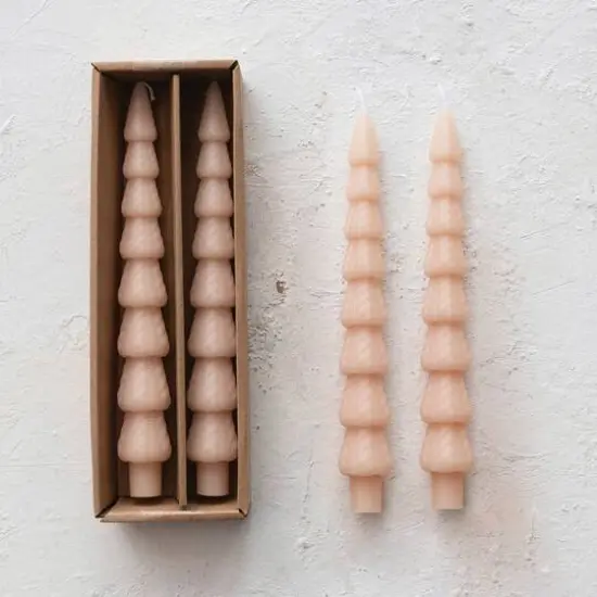 Hello Honey 10" Taupe Seasonal Silhouette Tree Shaped Taper Candles, 2ct. {1}