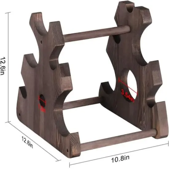 NEX&trade; 12.5" Brown Countertop 6-Bottle Wood Wine Rack {3}
