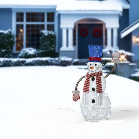 30" Pre-Lit Fabric Snowman {3}