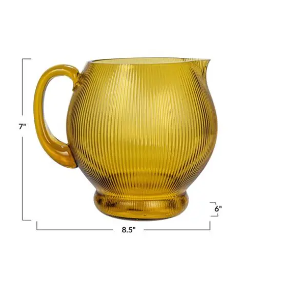 Hello Honey&reg; 2.5qt. Amber Round Ribbed Glass Pitcher {7}
