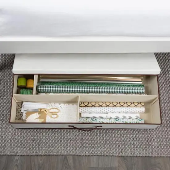 Household Essentials Gift Wrap Storage Box Natural and Brown {4}