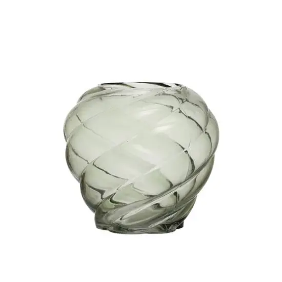 Hello Honey&reg; 7.75" Green Round Twisted Glass Vase {3}