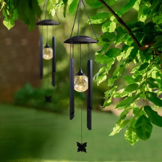 Glitzhome&reg; 32" Solar Powered Windchime with Crackle Bulbs, 2ct. {3}