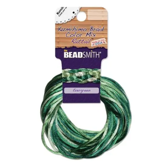 The Beadsmith&reg; Rattail&trade; 2mm Evergreen Mix Kumihimo Braid Satin Cord {1}