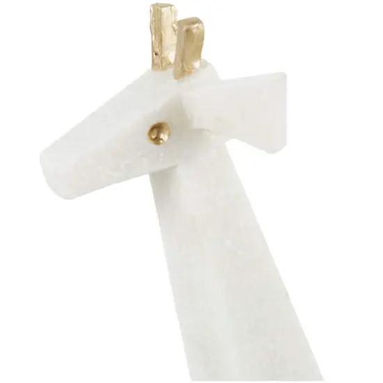 White Polystone Elephant & Giraffe Cubist Inspired Sculpture Set {7}