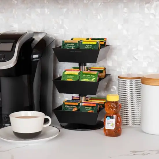 Mind Reader Anchor Collection 3-Tier 12-Compartment Black Tea and Condiment Carousel {3}