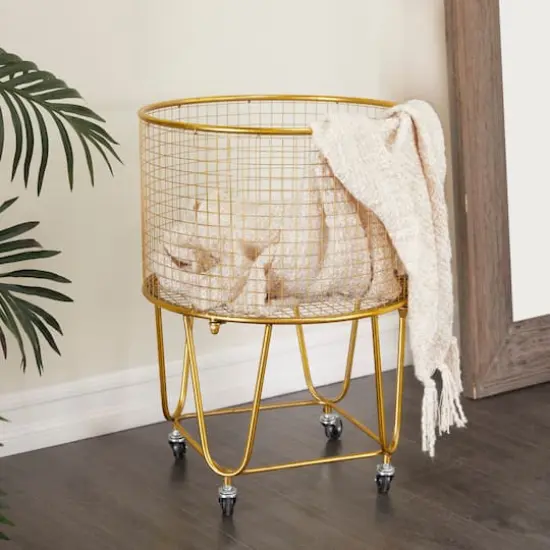 24" Gold Iron Glam Storage Cart {3}