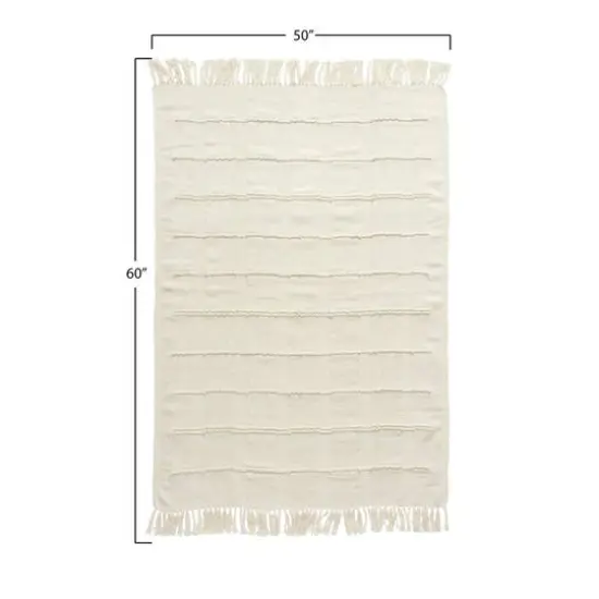 Hello Honey&reg; Cream Cotton Blend Chenille Throw with Fringe {6}