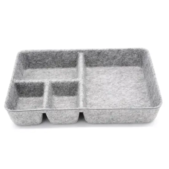 Welaxy 2 Piece Felt 4 Compartment Drawer Organizer Trays Gray {8}
