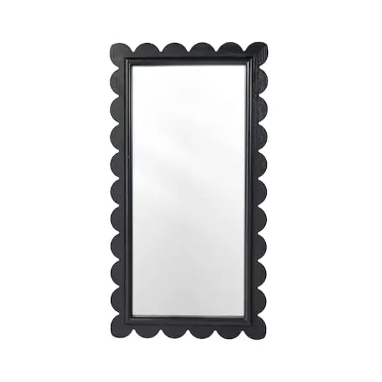 Glitzhome&reg; 42.5" Modern Black Wood Frame Wavy Rectangle Wall Mirror {1}