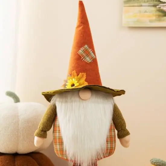 Glitzhome&reg; Telescoped Fabric Fall Gnome Standing D&eacute;cor {5}