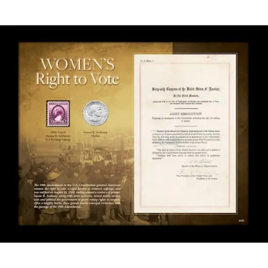 Women's Right To Vote Susan B. Anthony Stamp and Coin Black 8" x 10" Frame {1}