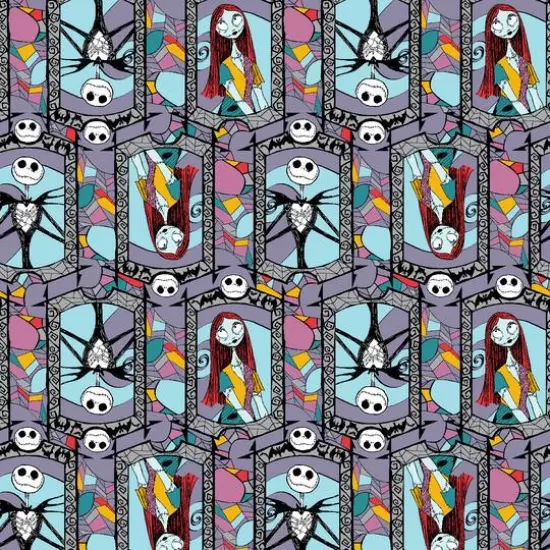 Disney&reg; The Nightmare Before Christmas Sally & Jack Multicolor Stained Glass Cotton Fabric {1}