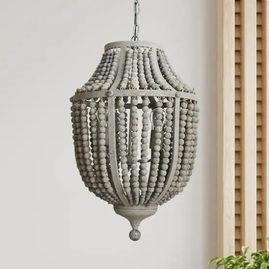 Hello Honey&reg; Metal Chandelier with Wood Beads {4}