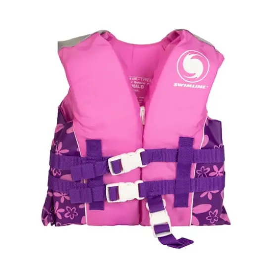 Swim Central Pink & Purple Floral Child Life Jacket Vest with Handle {1}