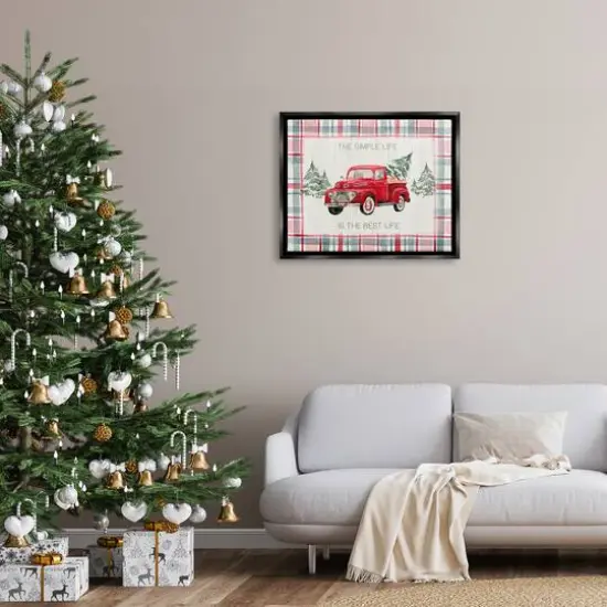 Stupell Industries Simple Life Is Best Plaid Truck Framed Floater Canvas Wall Art {3}