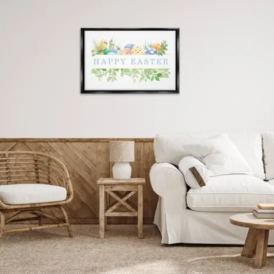Stupell Industries Floral Happy Easter Floater Framed Art Black {3}