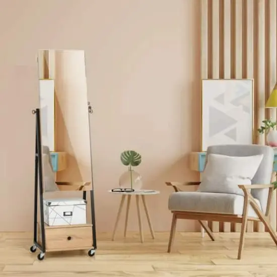 NEX&trade; 5ft. Yellow Jewelry Armoire on Casters with Chest Drawer {6}