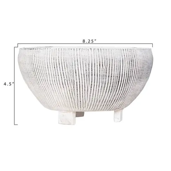 Hello Honey® 8.25" Small Distressed Cream Footed Terracotta Planter {6}